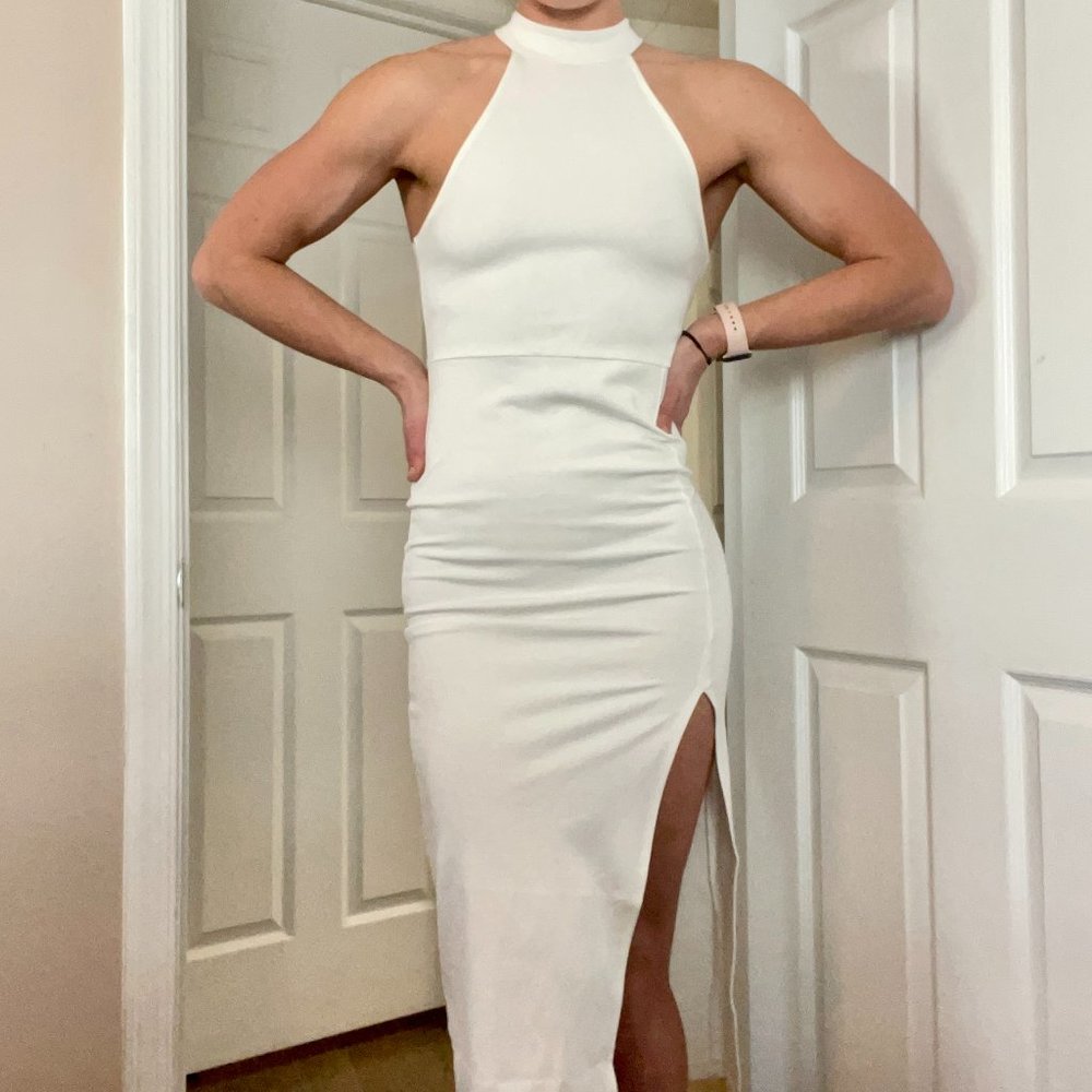 NWT White Midi Dress with Slit